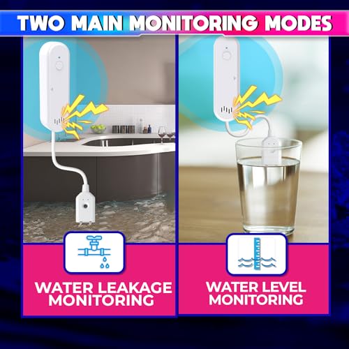 Image of amiciSense Water Leakage Sensor, WIFI Water Level Detector with 80dB Loud Alarm and SmartLife Mobile App Compatible