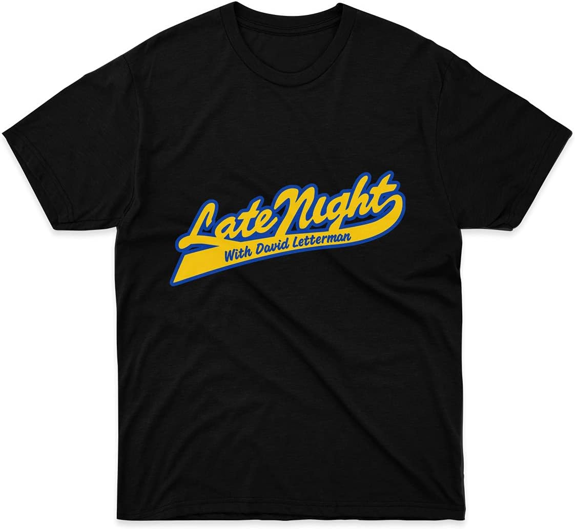 Mens Womens Tshirt Late Night with David Letterman (Classic Script Logo) Shirts for Men Women White Gift Mon