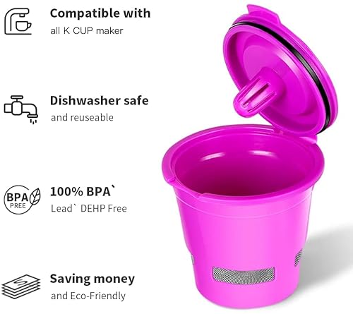 Chulux Reusable Mesh Coffee Filter Cup 3-Pack Universal Single Serve Refillable Coffee Filters, Black + Purple #TOP2