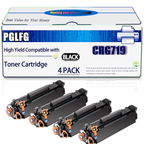 Compatible for Canon CRG719 Toner Cartridge Work for Satera LBP251 6300 252 6330 6340 6600 Printers, High Yield 2100 Pages, with Chip (4 Pack Black)