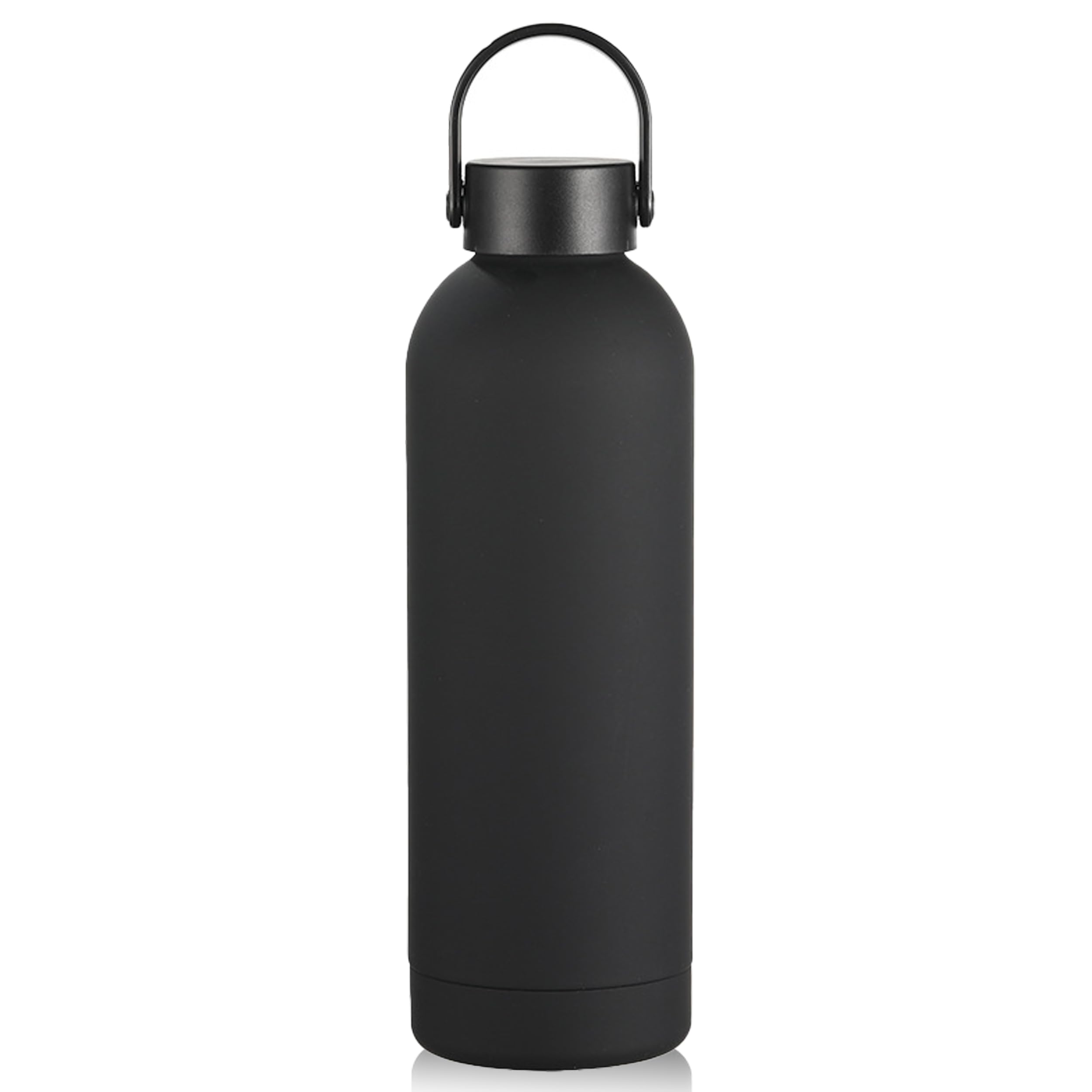 Handbag Water Bottle 350ml - Insulated Water Bottle with Handle Lid Travel Waterbottle Leak-Proof & Slim with Non-Slip Base 24H Cold 12H Hot BPA Free (Black)