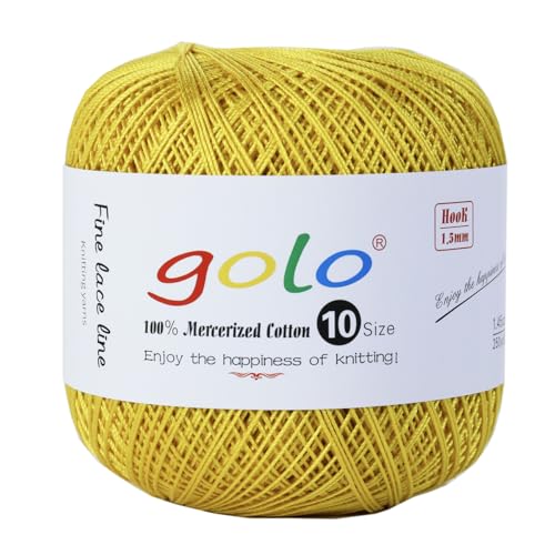 Image of golo Crochet Thread Size10 Yarn for Hand Knitting Crochet Yarn Bright Yellow 273