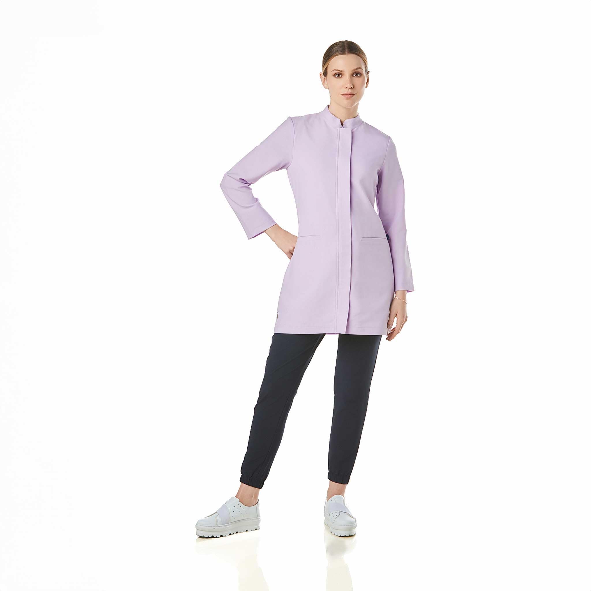 GALLANTDALE Bata Sanitaria Mujer Parigi | Bata Médica Entallada Slim Fit con Cuello Mao, Tejido Resistente y Repelente, Ideal para Hospital, Clínica y Consultorio