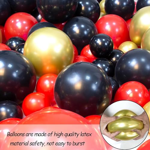 Image of Red Black Gold Balloon Arch Kit 68 Pcs Garland Decoration Set with Metallic Gold Chrome Balloons for Birthday Wedding Anniversary Baby Shower Valentine Party Decor | ARV Zone (Red Black Theme Garland)