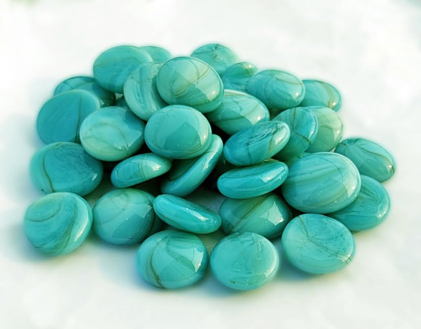 ZEINOO Milky Green Glass Gems Stones/Pebbles for Home & Garden Décor, Aquarium Décor, Vase Filler, Marble & Gravel Planted Substrate (Green, 450 gm)