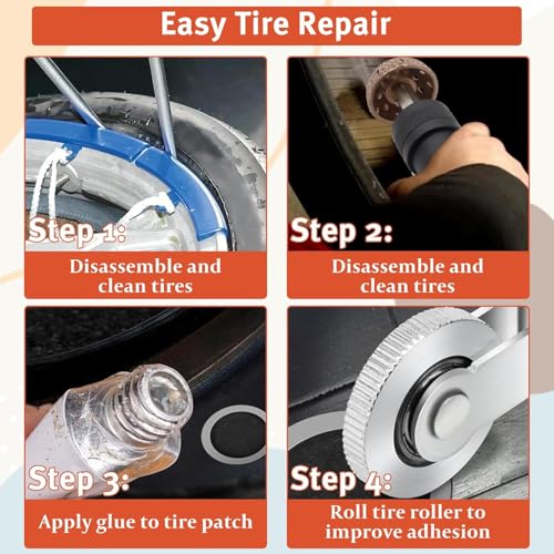Low Speed Air Tire Buffer Kit, 2500 RPM Pneumatic Buffer Tool with Tungsten Buffing Wheels, Patch Roller and Inner Liner Scraper for Rubber Surface Prep and Patch Repair by LYOKELC - Image 6