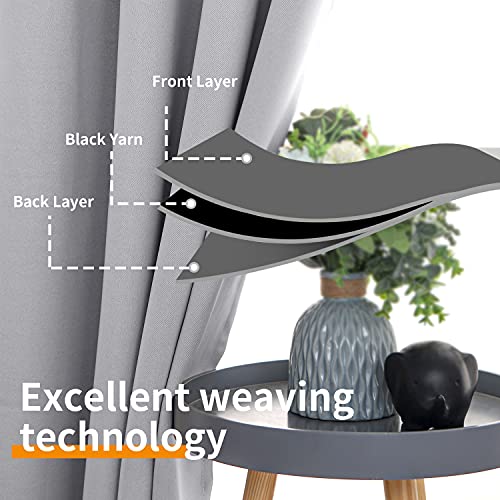 Image of YoungsTex Light Grey Blackout Curtains 63 Inch Length for Bedroom - Thermal Insulated Window Drapes with Grommet Room Darkening for Kids Living Room, 2 Panels, 42 x 63 Inch