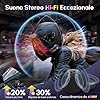 Moman Auricolare Casco Moto-1000mAh Batteria, RS-H4P Cuffie Casco Moto Doppia Riduzione del Rumore con Hi-Fi Microfono Morbida/Dura FM/RGB/IPX6/Controllo Musica/Vocale AI Auricolari Moto Per Singola