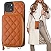 Bocasal Crossbody Wallet Case for iPhone 14, RFID Blocking PU Leather Zipper Handbag Purse Flip Cover, Kickstand Folio Case with Card Slots Holder Wrist Strap Lanyard 5G 6.1 Inch (Brown)
