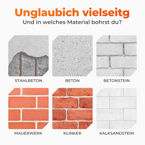 BAUBECK SDS Plus Bohrer Set für Beton [7tlg - Ø6-14 & 160mm lang] 4 Schneiden - Langlebige Betonbohrer aus 40CR Stahl für Präzise… – Ansicht 5