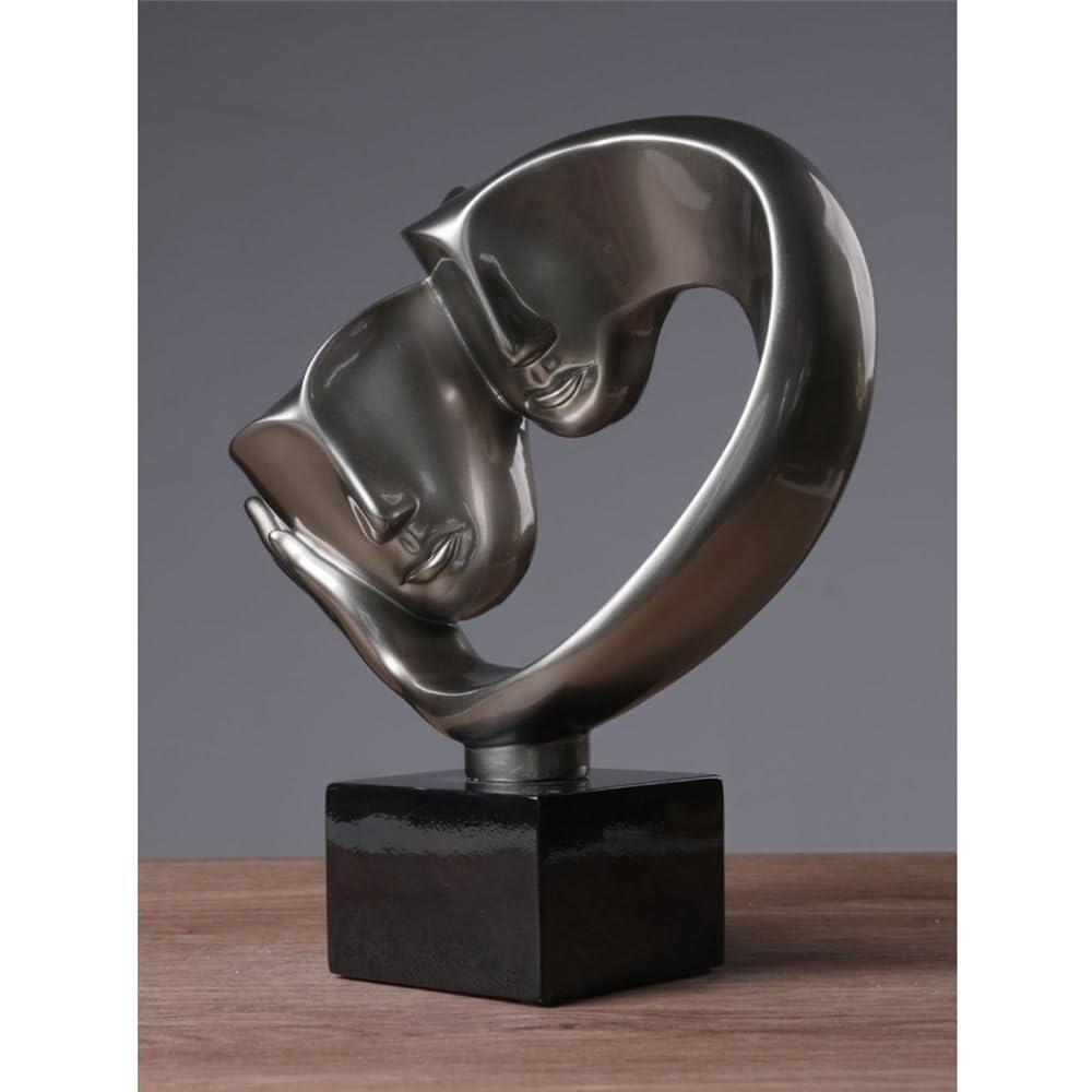 Moderne Sculpture Abstraite en résine Faite à la Main en Forme de tête de Couple, décoration de la Maison, Ornements de Salon Sculpture