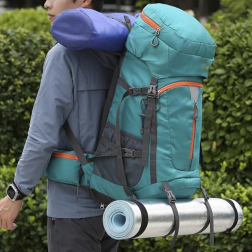 60L Hiking Backpack for Men and Women – Waterproof Rain-Resistant Travel & Mountaineering Backpack with Included Rain Cover, Lightweight Design, Adjustable Pa（Lake of Blue）