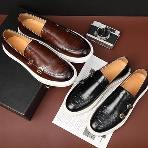 Men's Double Monk Strap Dress Sneakers, Casual Fashion Formal Business Patent Leather Dress Shoes4