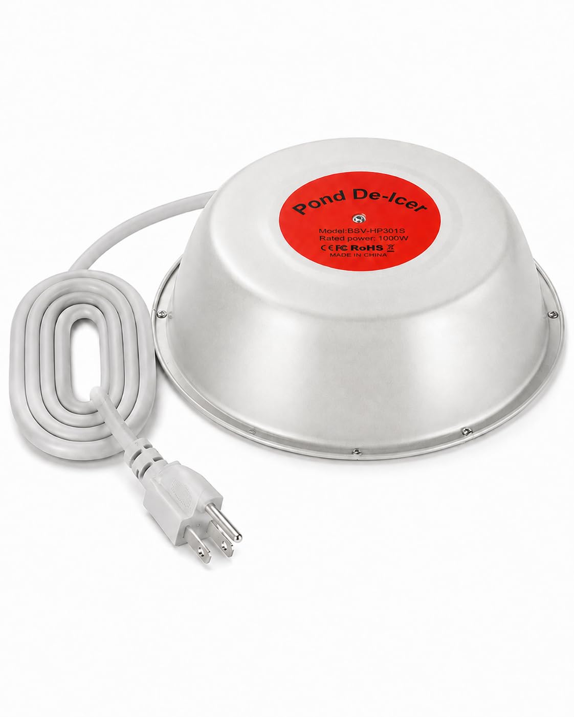 Pływający Odmrażacz Zbiornika Aluminiowy 1200W 120V Podgrzewacz Wody dla Kur na Zimę Konstrukcja Zanurzeniowa do Poidła dla Zwierząt Kąpieliska Ptaków i Koryta Wodnego,1000w
