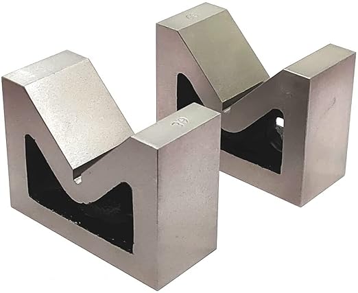 Buyohlic Seasoned Caste Iron v Block Pair ((52 x 38 x 25 MM (2" Inch)))