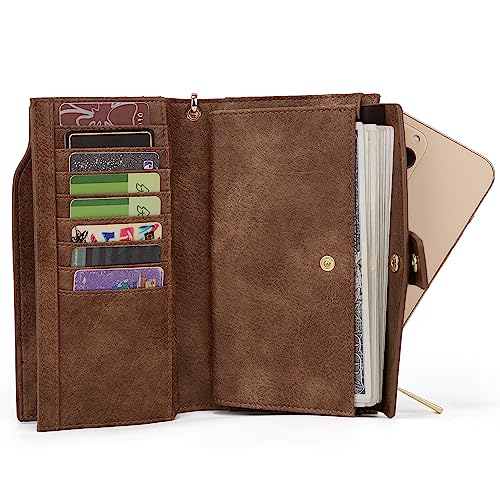 Image of UTO Wallet Women Vegan Leather Wristlet Snap Long Purse Credit Card Holder Elegant Clutch