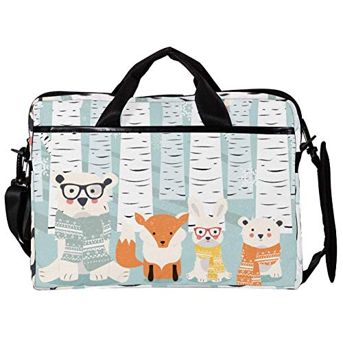 Sac à bandoulière ordinateur 14-15.4 pouces housse PC portable motif animaux de la forêt