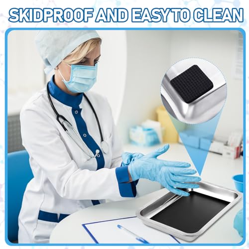 Image of Conelist 16 Set 12.2 x 8.27 Inch Stainless Steel Dissection Pan with Wax and Rubber Nonslip Mat, Reusable Classroom Dissecting Pan, Laboratory Tray for Biology Lab, Science Education Supplies (Black)