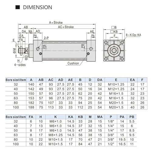 Cylindre pneumatique SC 50 double effet pour automatisation industrielle - 4