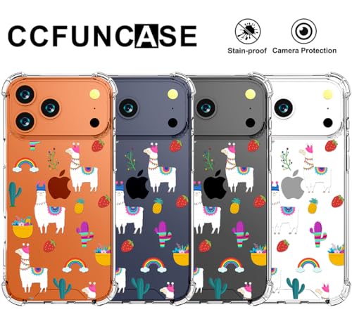 Coque robuste iPhone 17 Pro transparente et antichoc avec design lama mignon - 3