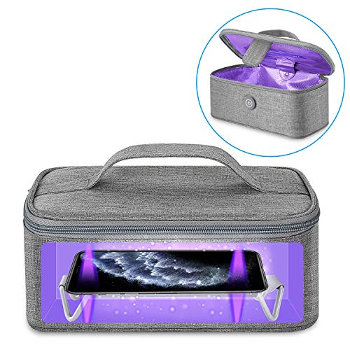 Vemingo - Caja esterilizadora UVC portátil de tamaño pequeño, con lámparas de desinfección UV, 3 minutos de esterilización rápida para teléfono, biberón, llaves, herramientas de belleza, gris