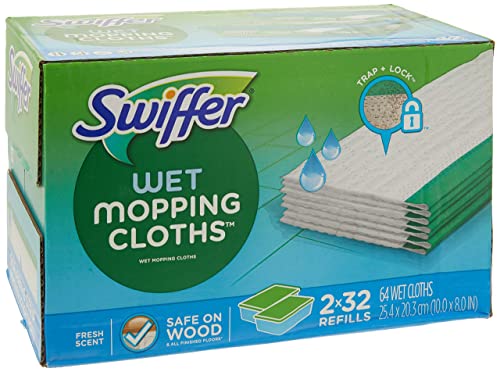 Image of Swiffer Sweeper Wet Mopping Cloths Refills Open Window Fresh 32 Count Pack of 2