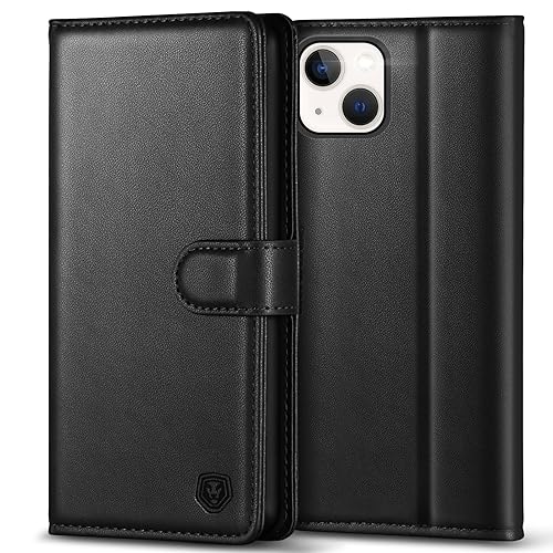 Kuafcase Compatible for iPhone 14 Case 4 Card Slots Magnetic Closure Kickstand Shockproof Protective Phone Case Compatible for iPhone 14 - Black