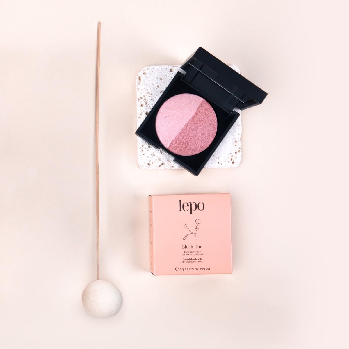 LEPO | Blush Duo, duet gotowany na róż ze skrobią kukurydzianą, naturalny układ kolorów dla jasnej cery!