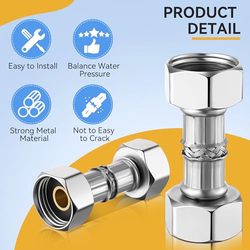 Image of Dreyoo 2 Pack RV Plumbing Fitting, 1 /2 Inch to 1 /2 Inch Metal Straight Adapter, RV Plumbing Hardware for Connecting Water Pump and Accumulator Tank