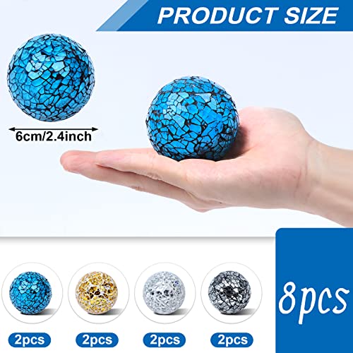 8 Pieces Mosaic Glass Orbs Balls Mosaic Sphere Glass Globe Decorative Orbs Centerpiece Balls Decorative Glass Balls For Bowls Vases Dining Table Centerpiece Decor #TOP1