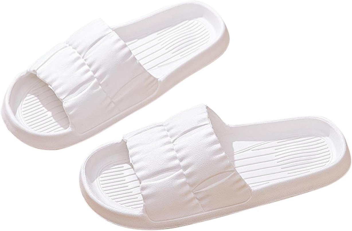 Women's 2026 Ruched Lounge Slipper Solid Open Toe Summer Sandals Anti-Slip Walking Simple Slide Vacation Flats