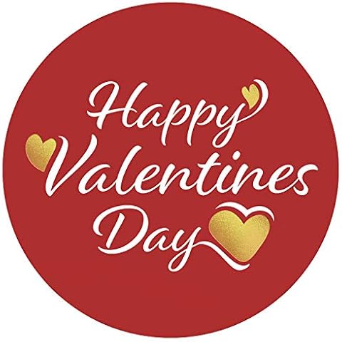 Easykart 500 Red Valentines Day Stickers with Golden Hearts in roll | 1.5" Round Size | Suitable for Valentine's Love Decorative Stickers Valentine's Day Decorations Accessories Cover