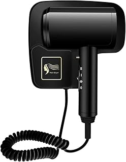 مجفف شعر يثبت على الحائط من ليكيو كيو، مجفف صالون احترافي صامت بقدرة 1300 واط، مصنوع من مادة ABS، خفيف الوزن، تركيب بدون ثقب، مثالي للمنزل والفندق والسفر (اسود)