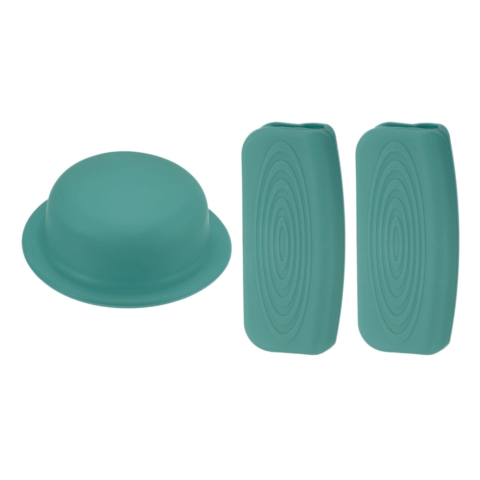 M METERXITY 3-Pack Silicone Pot Lid Covers & Silicone Assist Handle Holder Grip, Heat Resistant Lid Knob Handle Caps for Kitchen Cookware, Non-Slip Safe Grip Protectors [Gray Blue]