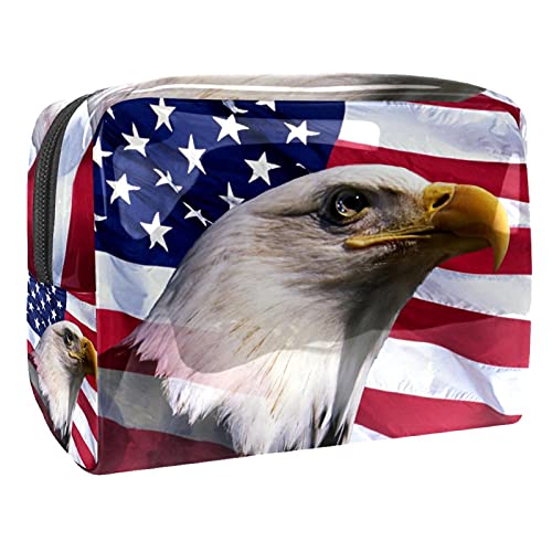 Trousse à maquillage drapeau américain pour femme - Vanity zippé multicolore 18.5x7.5x13cm