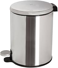 سلة مهملات من الفولاذ المقاوم للصدأ مع غطاء إغلاق ناعم وسلة داخلية لسهولة إزالة القمامة تستخدم في المنزل والمطبخ والمكتب والحمام - سعة 6 لتر