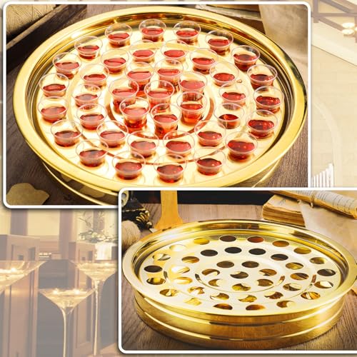 Jingmore Communion 2 Trays with Lid Christmas Holy Wine Serving Trays House up 80 Cups Stacking Stainless Steel Churches Ware Wine Bread Christmas Party Supplies (Gold) by Jingmore - Image 4