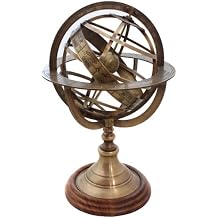 Vinatge Engraved Brass Tabletop Armillary Nautical Sphere Globe
