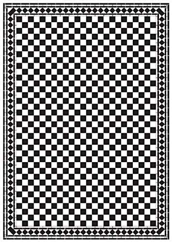 Melody Jane Dolls House Small Checker Victorian Tile Floor Black & White Gloss Card Sheet