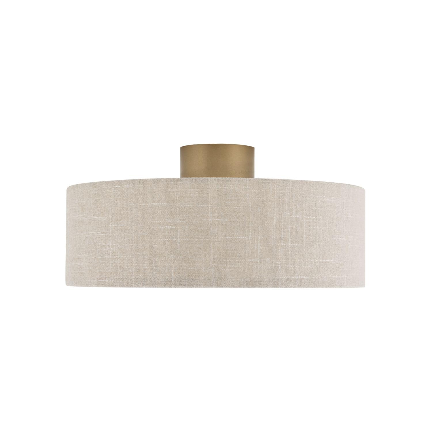 Licht-Erlebnisse Deckenleuchte Stahl Stoff Gold Creme Modern Wohnzimmer Schlafzimmer E27 rund gemütlich B:50 cm Deckenlampe Stoffschirm