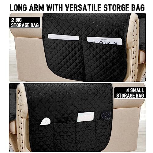 Ashleyriver Reversible Recliner Chair Cover, Sofa Covers For Dogs,Sofa Slipcover,Couch Covers For 3 Cushion Couch,Couch Protector(Recliner Oversize:black/Dark Grey) #TOP4