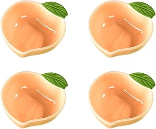 4pcs Ceramic Appetizer Plates Peach Shape Side Dishes Seasoning Plates