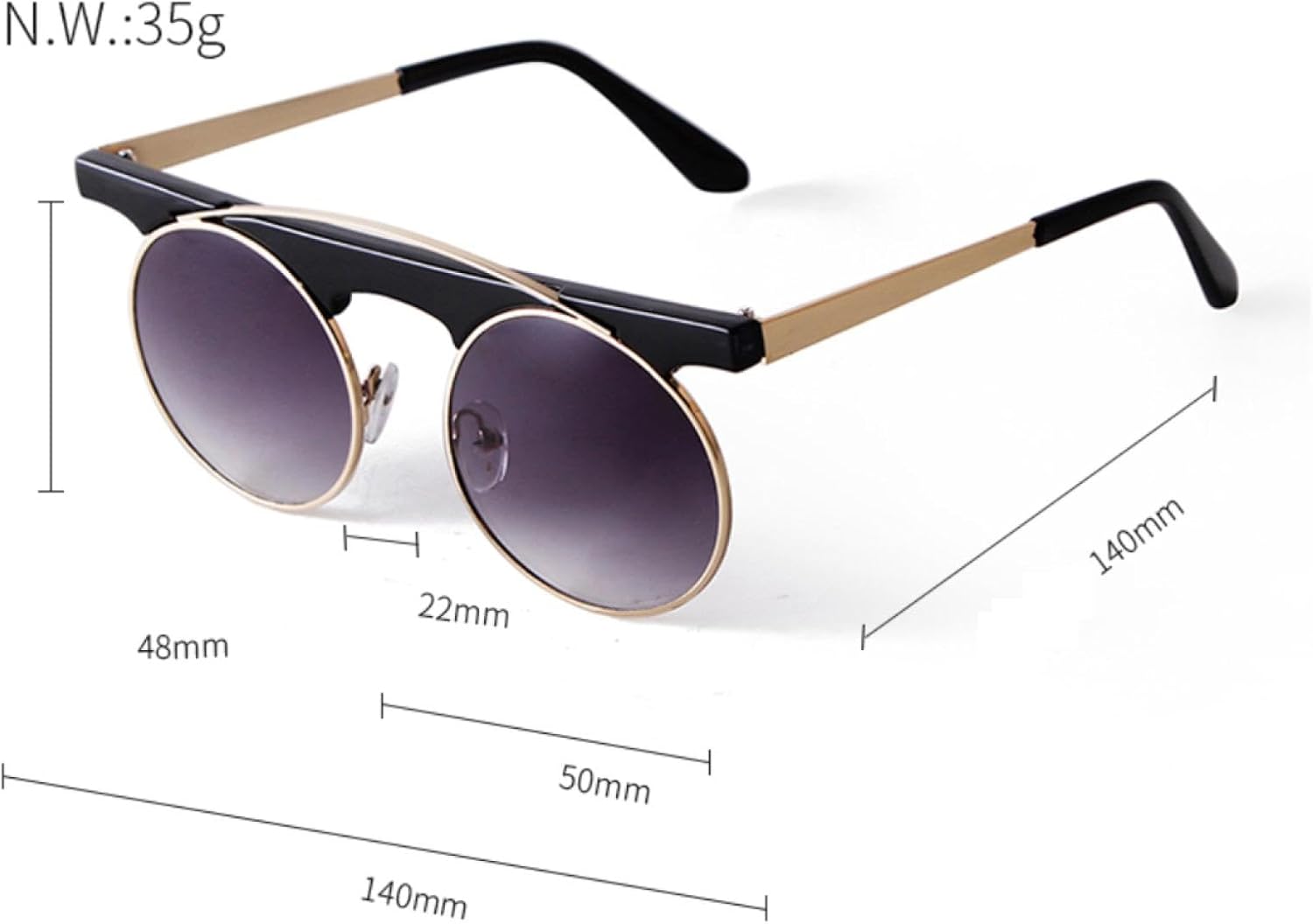 Retro Small Round Frame Women Sunglasses Fashion Funny Hip Hop Brown Mirror One Piece Metal Ladies Glasses