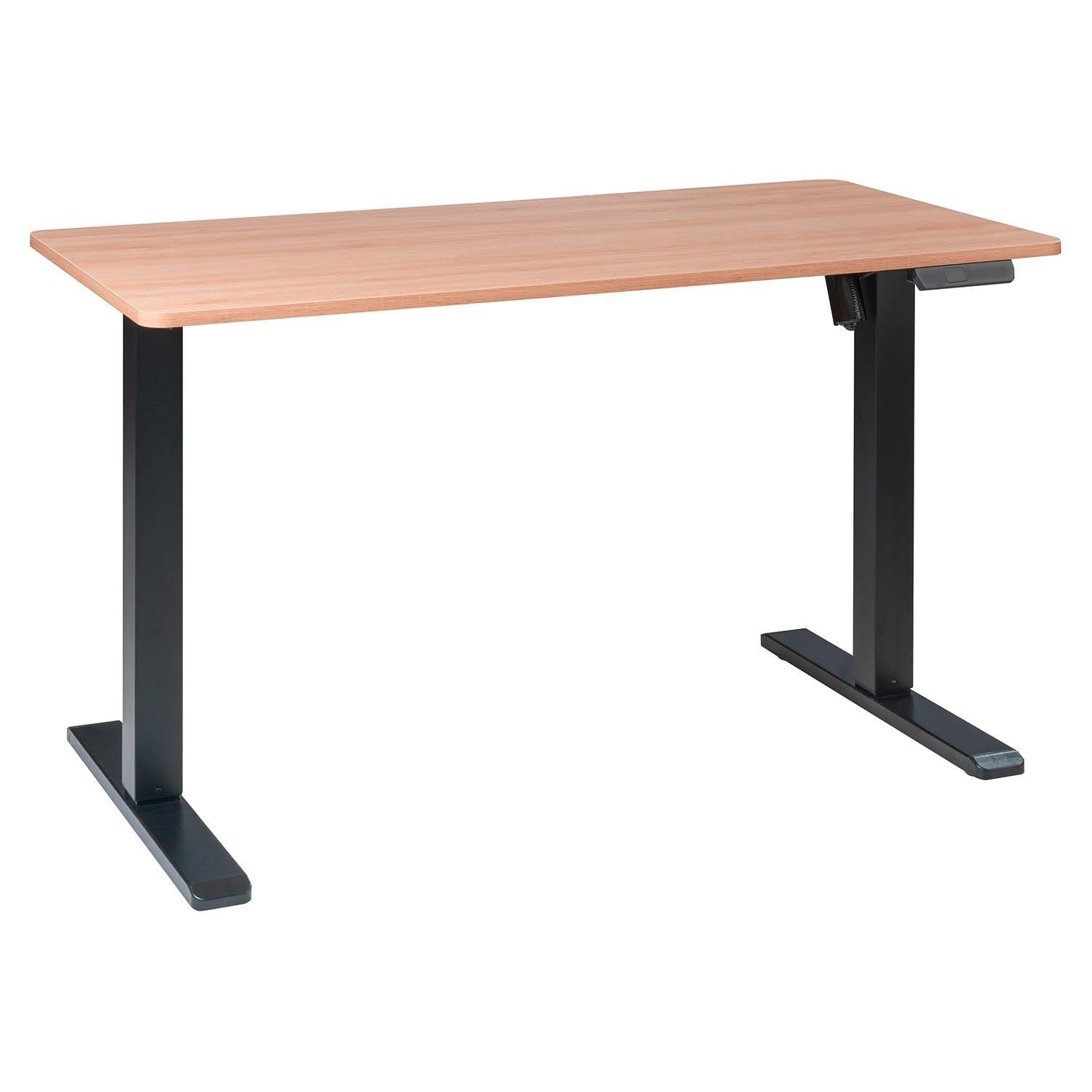 Liao Schreibtisch – Dekor Helle Teak, höhenverstellbar, schwarzes Metallgestell