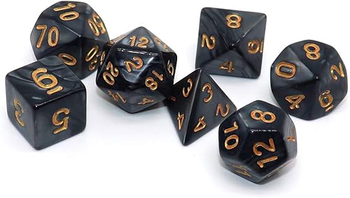 Miniatura 12 de DND - Juego de dados blanco perla para Dungeon and Dragons D&D Pathfinder MTG, juegos de rol, dados poliédricos RPG Blanco perla,Nebulosa negra