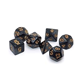 CREEBUY Polyhedral DND Dice Set Pearl Black for Dungeon and Dragons D&D Pathfinder RPG MTG Dice D20 D12 D10 D8 D6 D4