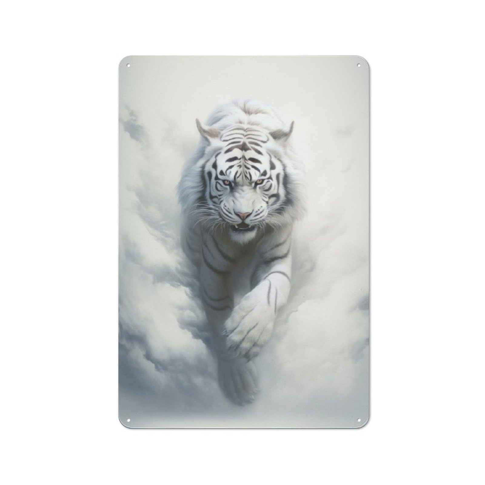 Junmoney Running Tiger Rustic Metal Sign 30X20cm For Hallway Wall, For Collectors Of Rustic Metal Wall Decor