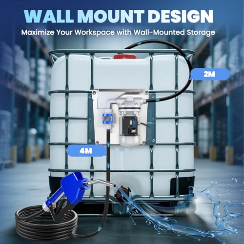 Mxmoonant DEF Transferpumpen-Set, 40 l/min 230V selbstansaugend, mit Durchflussmesser, Zapfpistole & EPDM-Schlauch für IBC-Container (EU-Stecker)