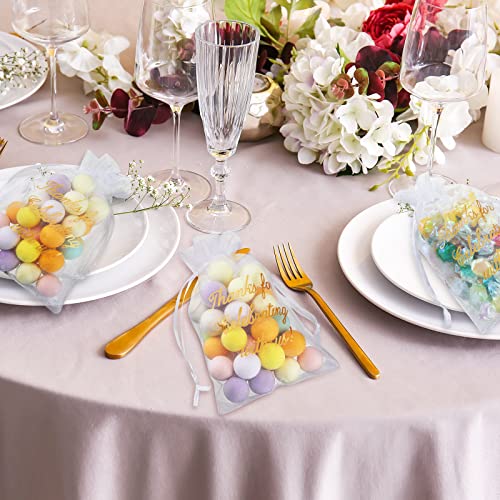 Image of Riakrum 100 Pcs Sheer Organza Bags Wedding Favor Mesh Drawstring Bags Thank You Gift Bag for Guests Candy Candy Gift Bag for Wedding Favors, Bridal Shower, Anniversary, Birthday(4 x 6 Inch,White)