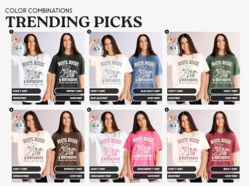 Nashville Birthday Shirts, Unisex 30th Birthday Shirts For Women and Men, 21st 30th 40th 50th 60th 70th Custom Birthday Party T-Shirt, Boots Booze & Birthdays Bars Shirt2